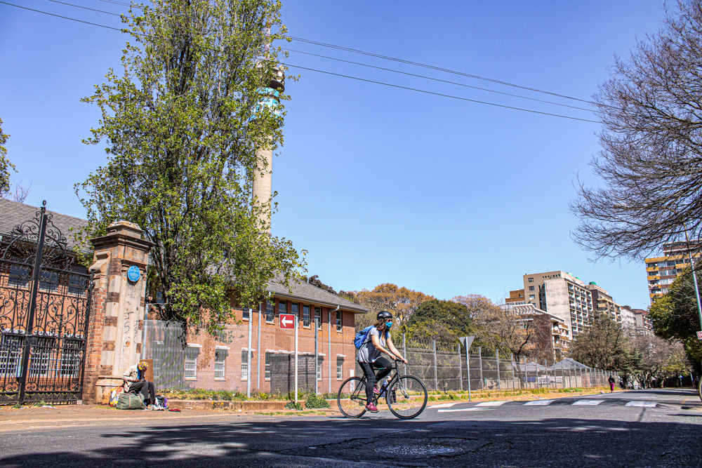 Heather riding a bike