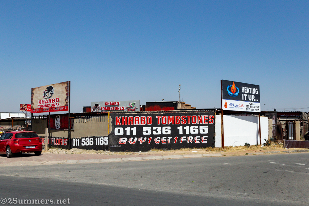 Tombstone ad in Soweto