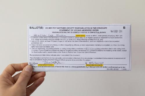 My voting ballot for American in South Africa