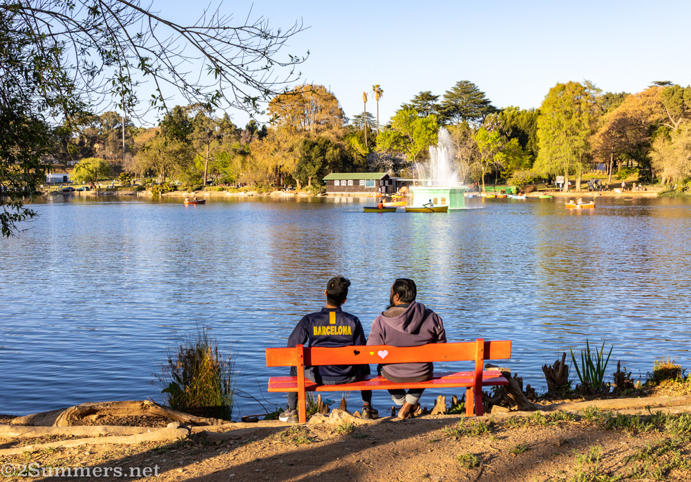 People on a bench at Zoo Lake