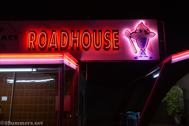 Neon sign at the Fireplace Roadhouse