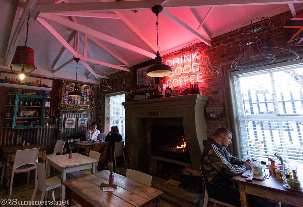 Neon sign at Red Door coffee shop in Edenvale