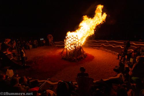 Spectators gathered around the fire at the Brixton Burn