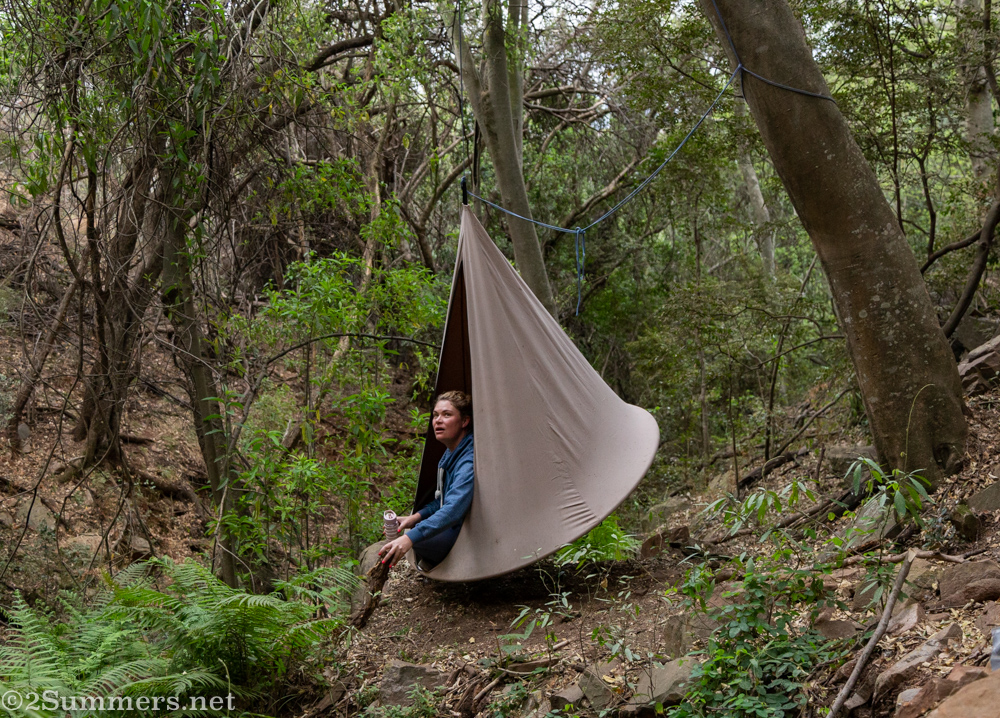 Dee in the teepee at the farm spring