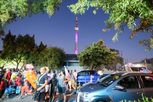 Brixton Tower lit up for the Brixton Light Festival