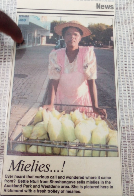 Newspaper clipping of Betty Ntuli