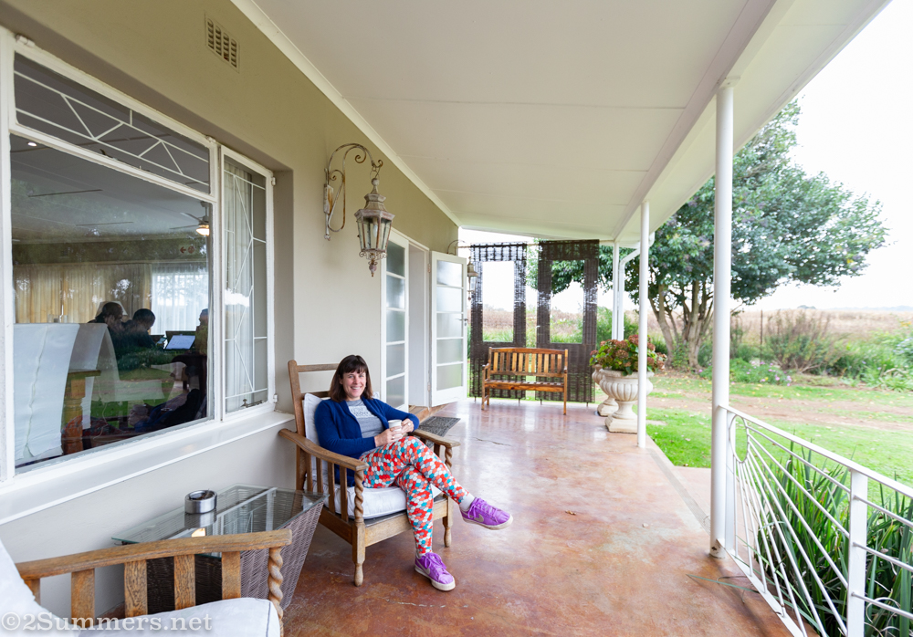 On the stoep ar Sneezewood Farm