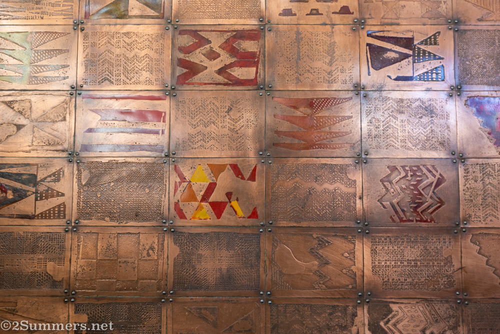 Close-up of etched copper plates