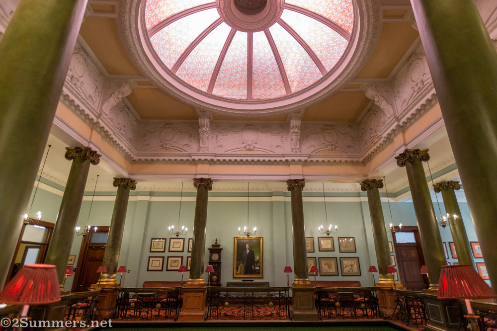 Inside the Rand Club, looking up at the dome