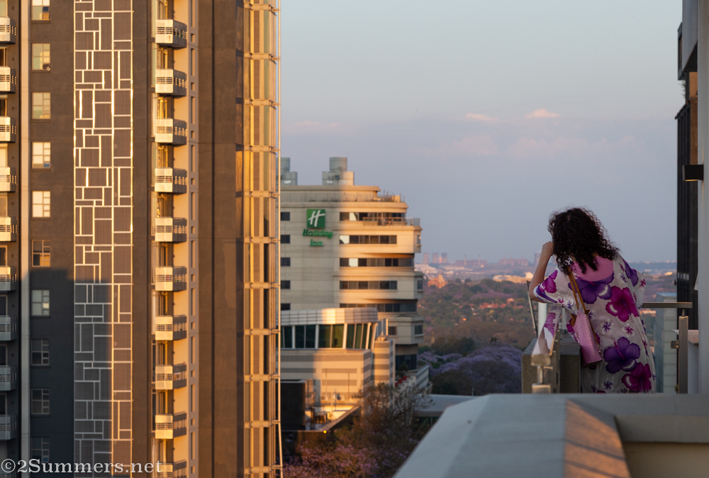 Ilana photographing jacarandas