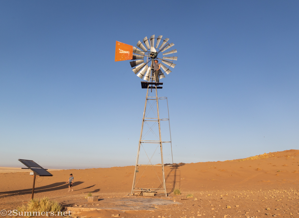 Andrew on a windmill at Koichab