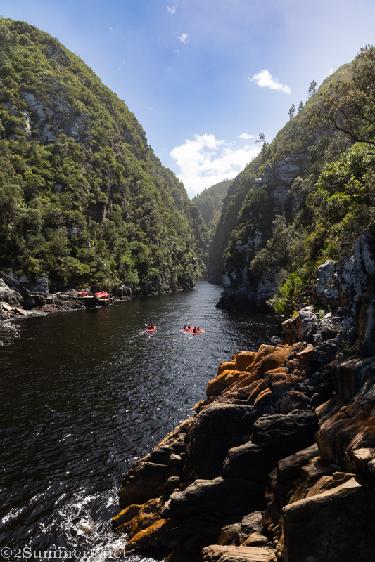 Storms River mouth and kayakers