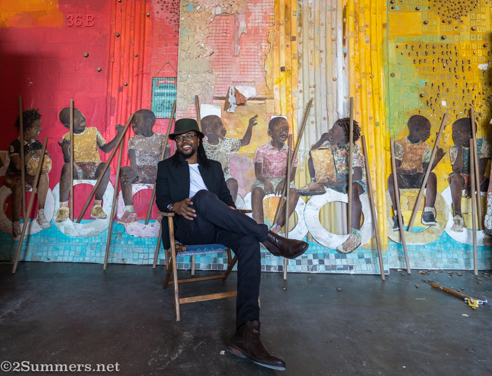 Thonton Kabeya in his studio at Ellis House