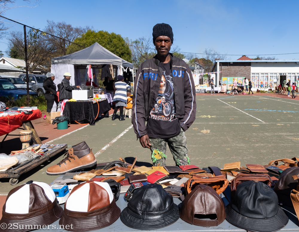 Samuel Muzumbi, who I have known since my earliest days in Joburg, selling his beautiful leatherwork at the Youth Day market.