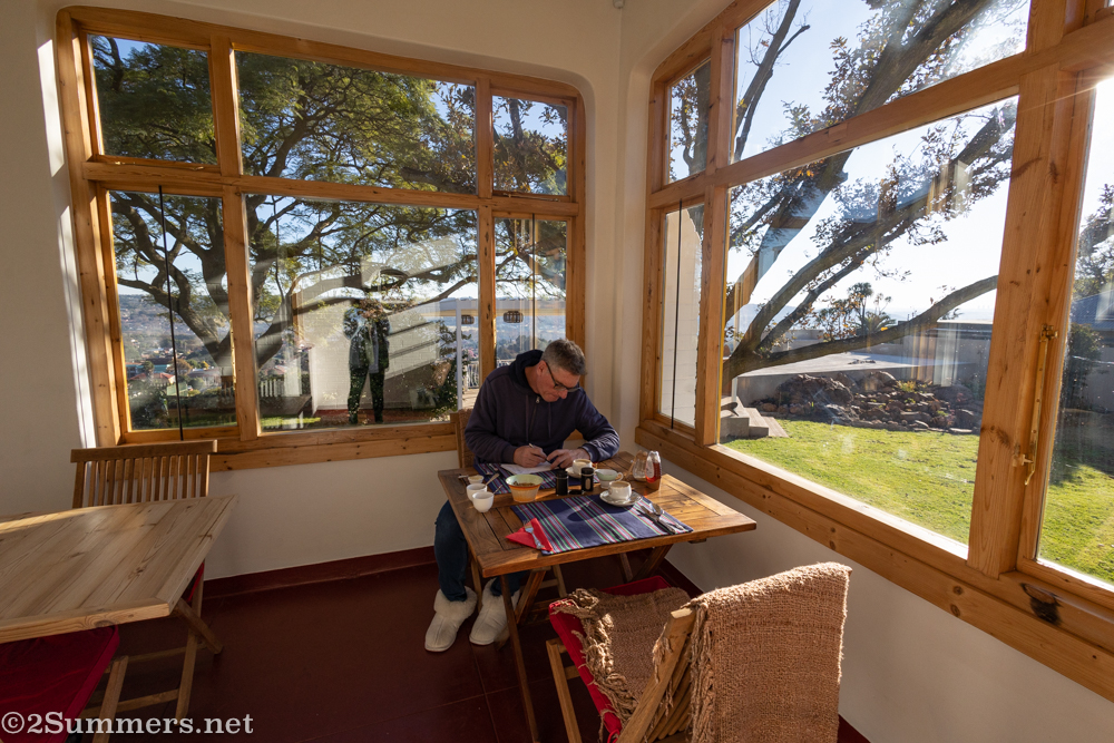 Thorsten in the breakfast room at Fishbird Villa