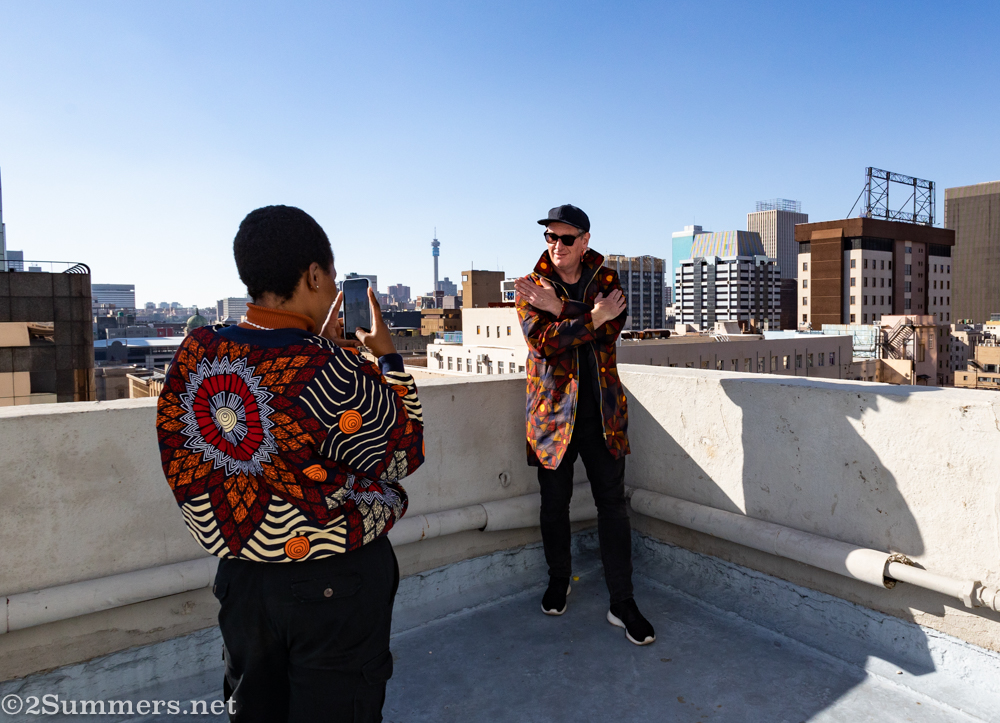 Nonhlanhla taking photos of Thorsten’s jacket