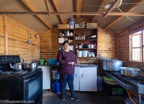 Yola in her kitchen making koesisters in Fietas