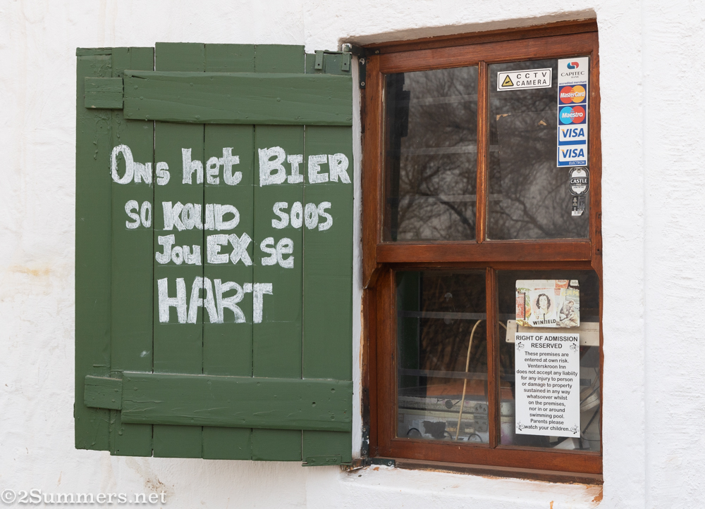 Beer sign outside the Venterskroon Inn