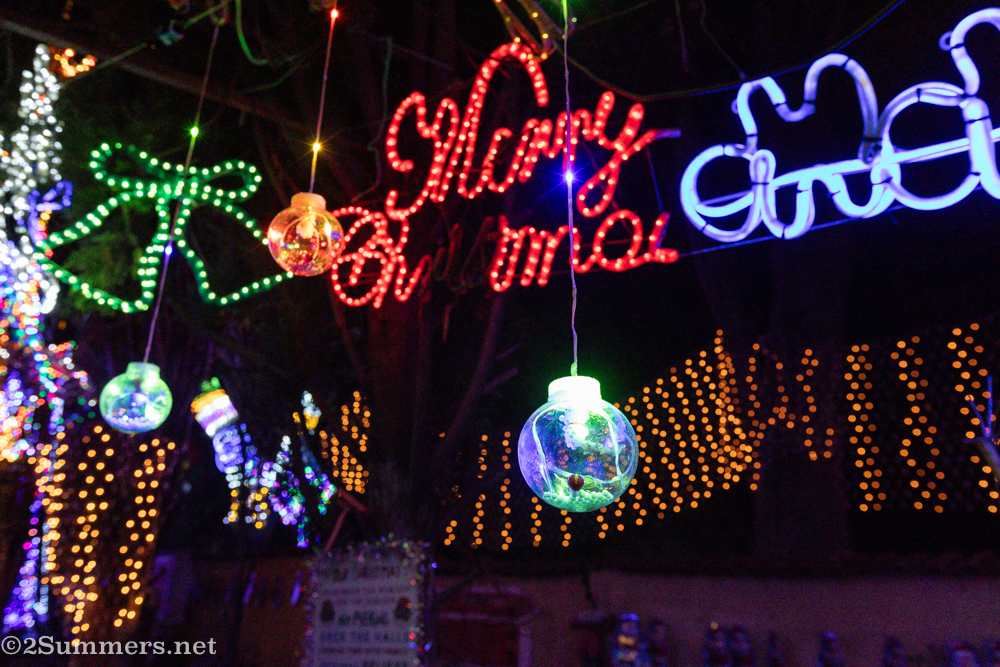 Christmas balls lit up