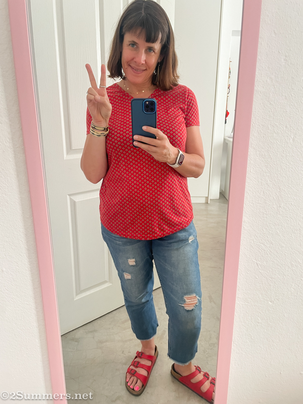 T-shirt and jeans from clothes swap