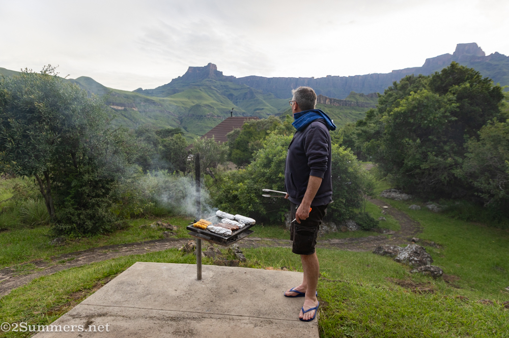 Thorsten braaing at Thendele