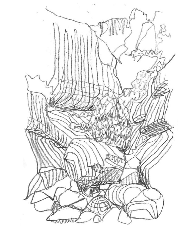 Thorsten sketch of Tugela Gorge