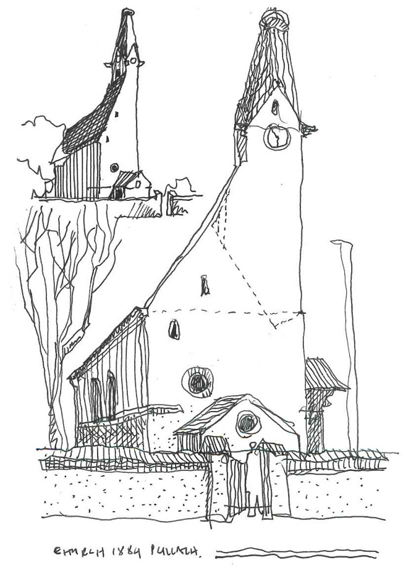 Thorsten’s sketch of the church in Pullach