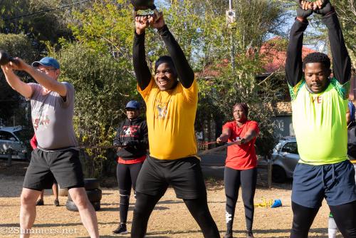 Members of Dennis Dlomo's Fitness Club train in Kingston Frost Park, Brixton