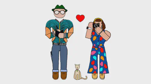 iPad drawing of Heather and Thorsten, the Blogitects